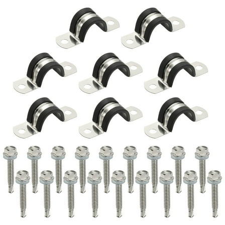 Uxcell 8Pcs Pipe Clamps, 3/4 Inch 304 Stainless Steel Rubber Cushioned U Bracket