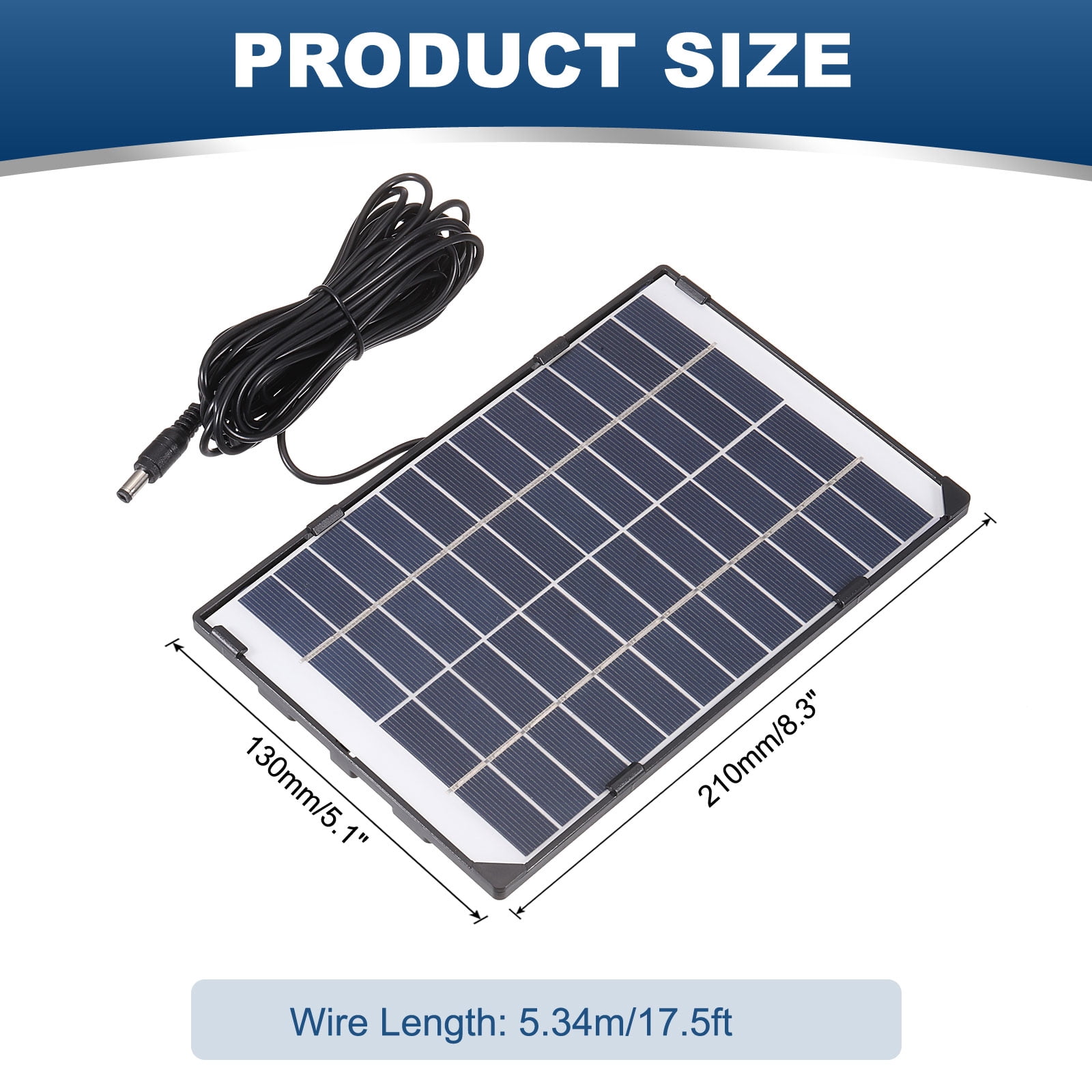 12V 6W 0.5A Solar Panels for Security Camera, 3.2m Wire DC 5521 Output Solar Panel for Charge Home Garden Lamp Street Light