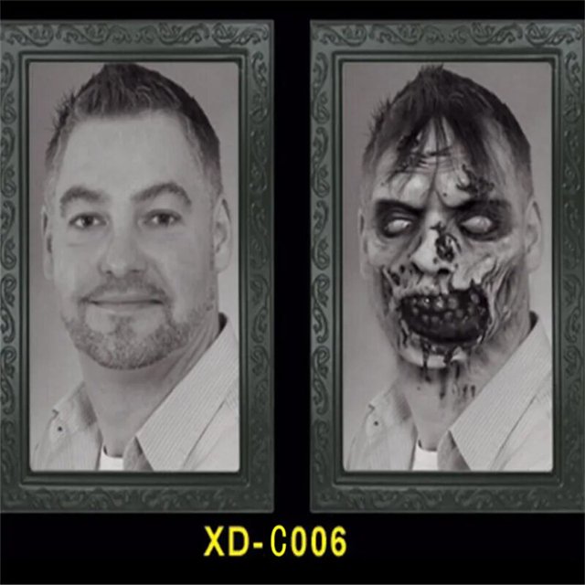 Marco de foto de cara de fantasma 3D cambiable, 28x22CM, retrato de terror, imagen de fiesta de Halloween, Bar de terror, accesorios de decoración de Casa Encantada