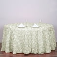 thumbnail image 3 of BalsaCircle 132" Raised Round Satin Tablecloth Rosette Floral Kitchen Dinner Ivory, 3 of 5