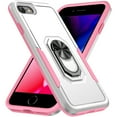 thumbnail image 1 of iPhone 7 Case, iPhone 8 Case,  iPhone SE Case, 360 ?Rotate Ring Stand Rugged Lightweight Slim Impact-Resistant Full Body Shockproof Protective Bumper Case For iPhone 7 / 8 / SE 2020,White + Pink, 1 of 8