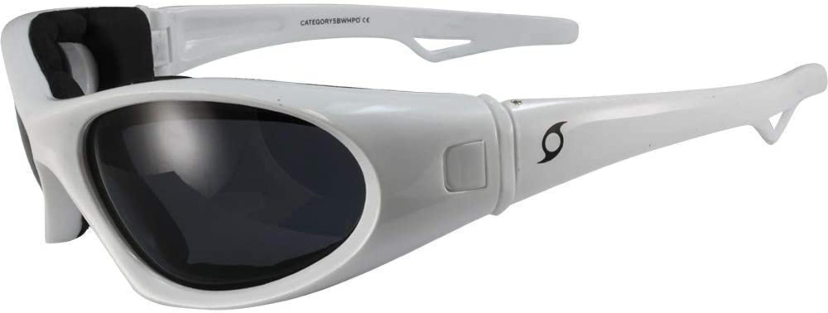 HURRICANE Category-5 White Jet Ski Water-Sport Floating Goggles with Polarized Smoke Lens Interchangeable Sunglasses to Goggles 