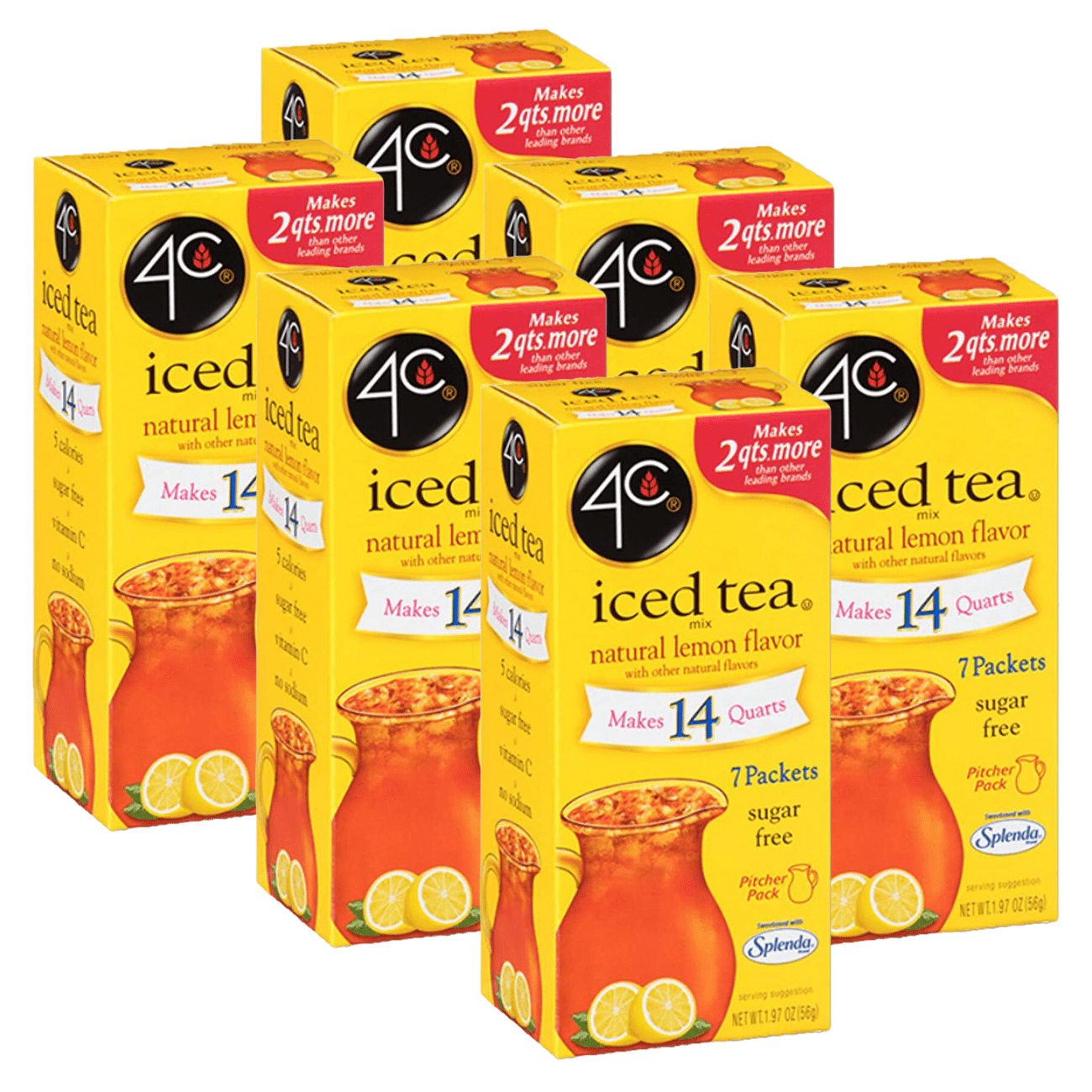 4C Sugar Free Iced Tea Drink Mix Pitcher Pack (7 Packets) Size 6Pack