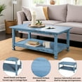 thumbnail image 5 of Alaterre Furniture Country Cottage 42" Rustic Rectangular Coffee Table, Solid Wood Living Room Furniture, Blue Antique Finish, 5 of 12