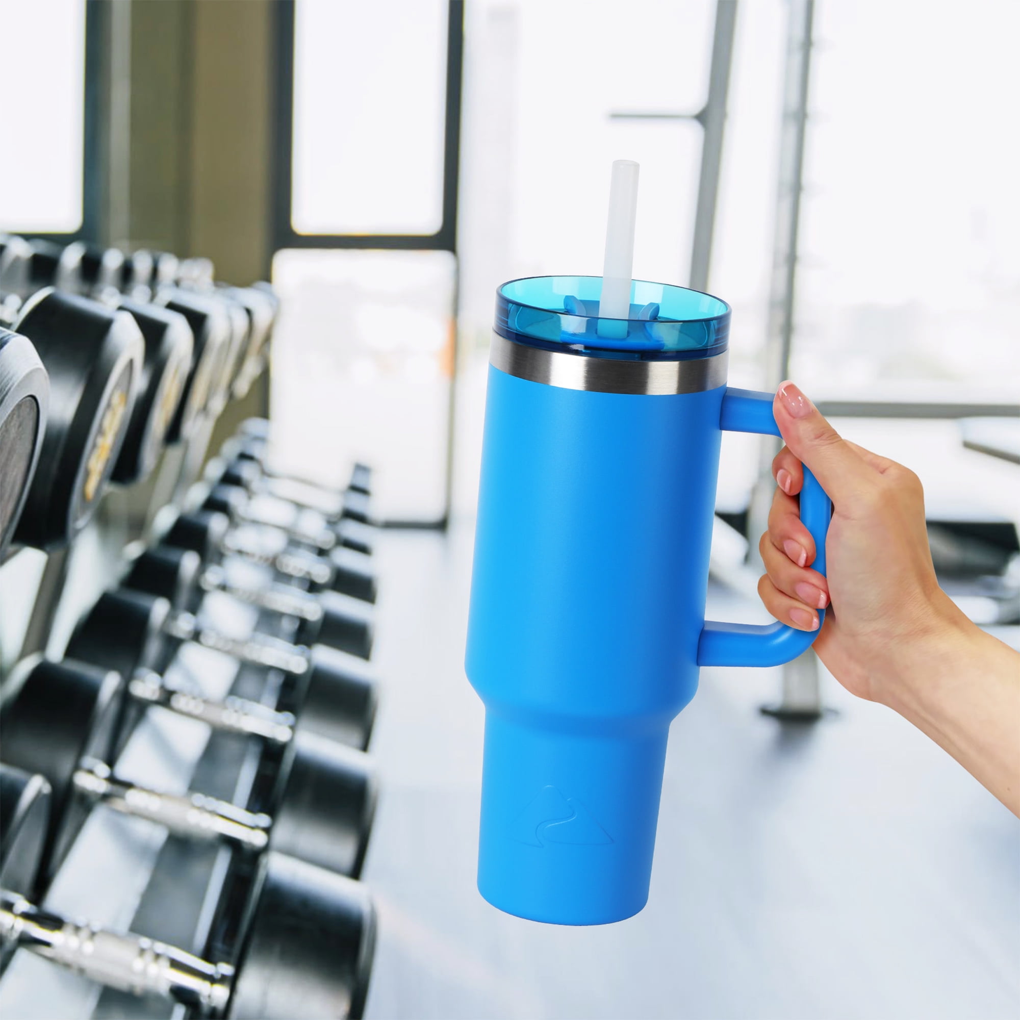 Ozark Trail 40 oz Insulated Stainless Steel Tumbler with Handle, Electric Blue