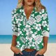 thumbnail image 5 of Camisas de Cuello de la Tripulación de Manga Corta para las Mujeres Estilo Hawaiano No Estructurado Impreso Cuello Acampanado Blusa de Manga Larga Camisas de Cuello de la Tripulación de Manga Larga p, 5 of 6