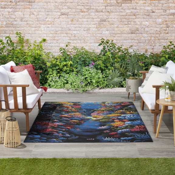 Nourison Color Splash 5'3" x 7'3" Multicolor Coastal, Nautical & Beach Rug
