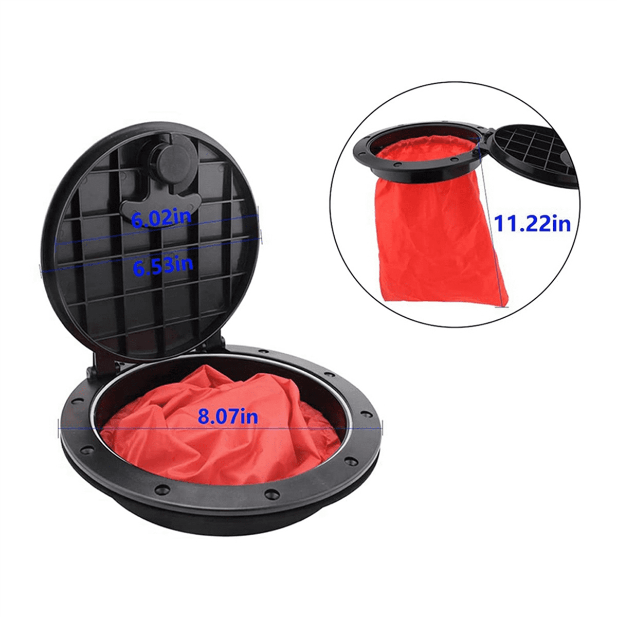 2X Deck Plate Kit Kayak Deck Hatch with Storage Bag for Kayak Boat Fishing Rigging Black 6Inch,2 x Kayak hatch 16 x screw,black