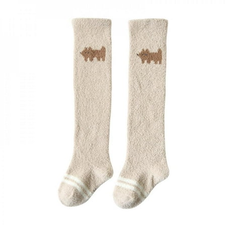 

Baby Fleece Knee Socks Leg Warmers Unisex Girls Boys Knee Socks over Knee Stockings Cartoon Bear Long Knee Socks