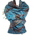 thumbnail image 3 of Jacquard Paisley Eastern Motif Pashmina Shawl Scarf Stole Wrap (Wine & Rust), 3 of 9