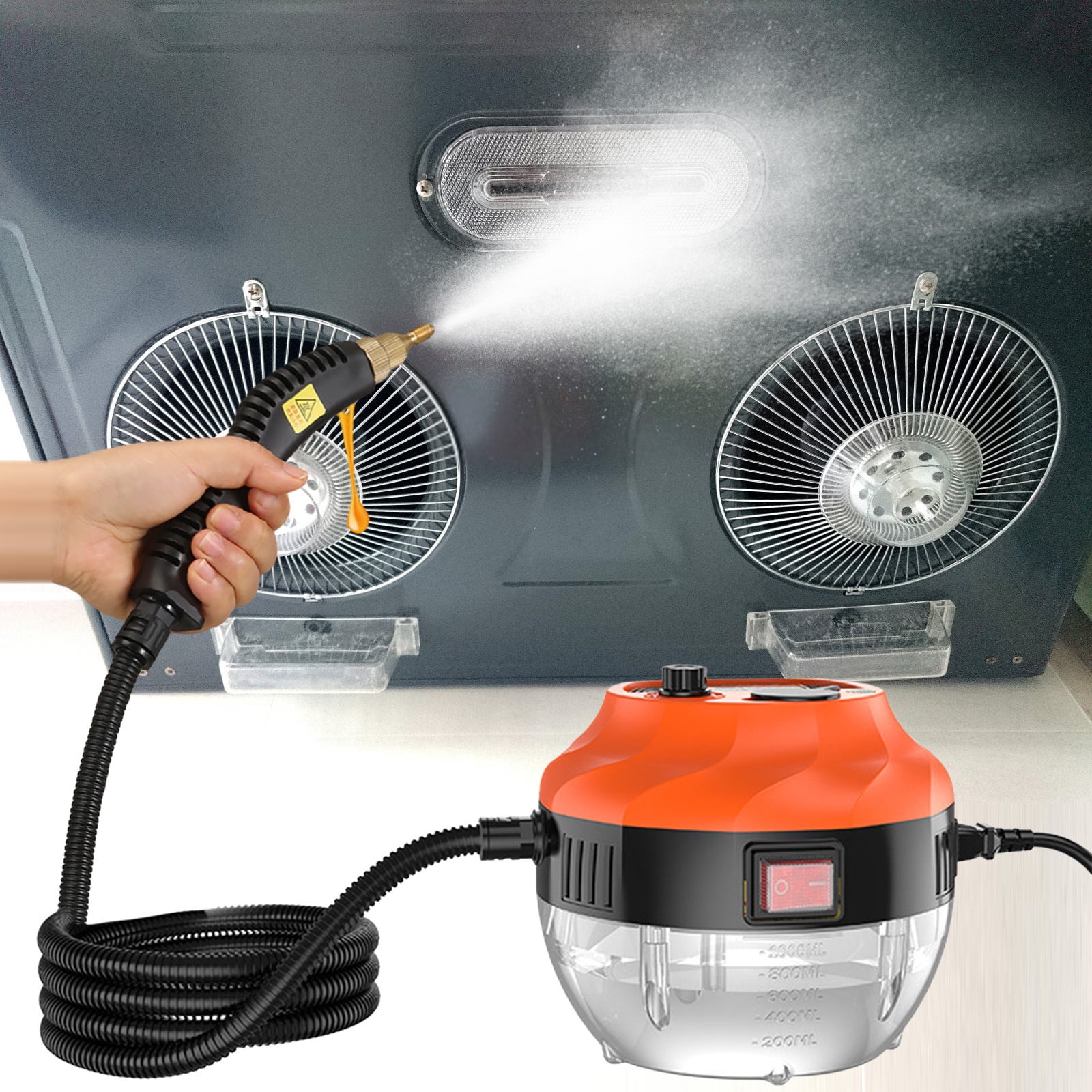Steam Cleaner, 2500W High Pressure Steam Cleaner for Home, Steamer for Cleaning with 2 Brush Heads, Handheld Steam Cleaner for Upholstery, Kitchen, Bathroom (Orange)