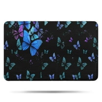 Black Butterfly Pattern Bathroom Rugs Mat,Non Slip Microfiber Bathroom Rug,Rubber Backing,Soft Bathroom Mats for Bathroom Floor,Tub and Shower,17x27in(43x68cm)