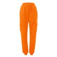 thumbnail image 6 of Women's Sweatpants Baggy Casual High Waisted Workout Athletic Bottom Joggers Pants with Pockets, Cargo Style Sport Pants for Women, Elastic Waist,Saffron,L, 6 of 6