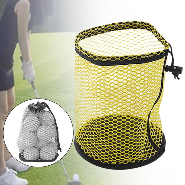 Bolsa para pelota de golf, bolsa de malla pequeña portátil para golf, bolsa de golf para juguetes deportivos, tenis Amarillo