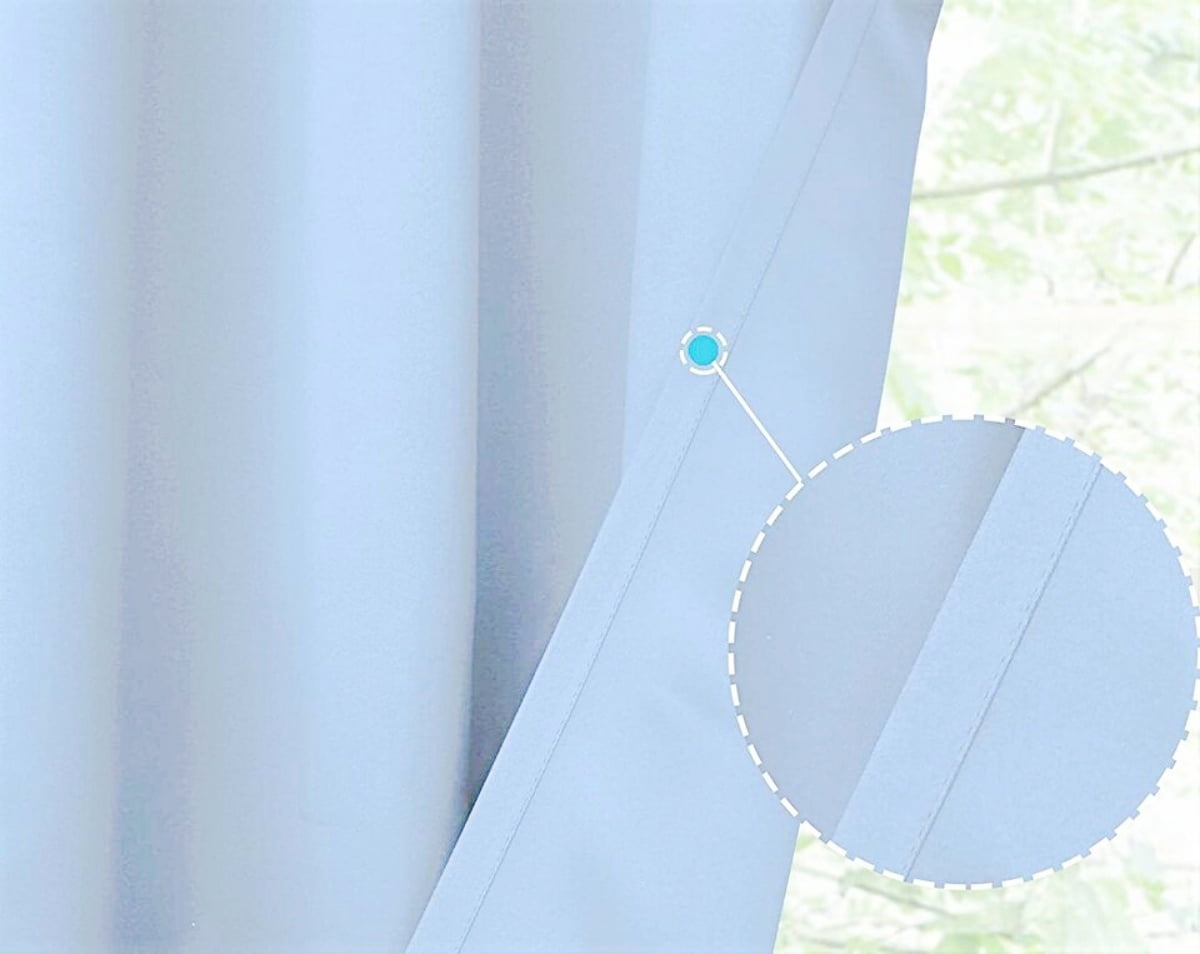 2 panels K68 light blue color 100 % blackout thermal light blocking drapes for sliding patio window curtain top grommets noise reducing 37" wide X 63" length each panel