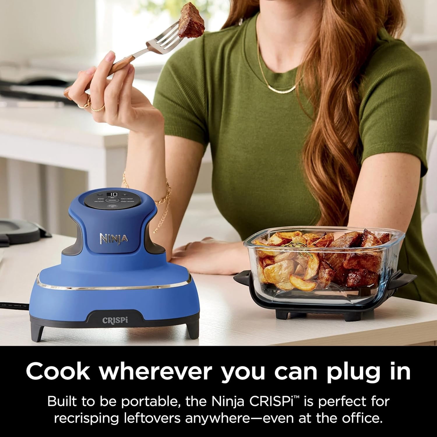 Ninja Crispi Air Fryer, Microwave, Freezer & Dishwasher Safe, Glass Portable Cooking System, 4 QT & 6 Cup Glass Containers with Storage Lids, Easy Meals, Air Fry, Bake, Blue