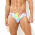 thumbnail image 3 of guisaled Mens Bikini Swimwear Sexy Low Rise Quick Dry Swim Briefs with Drawstring Fashion Tie Dye Comfort Swim Thong Swimsuit Clearance On Sale, 3 of 3