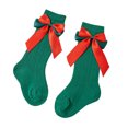 thumbnail image 2 of Lilgiuy Christmas Socks for Newborn Infants Girls Tube Ruffled Long Stockings with Bow Knot Toddlers Warm School (Army Green, 2-4 Years), 2 of 4
