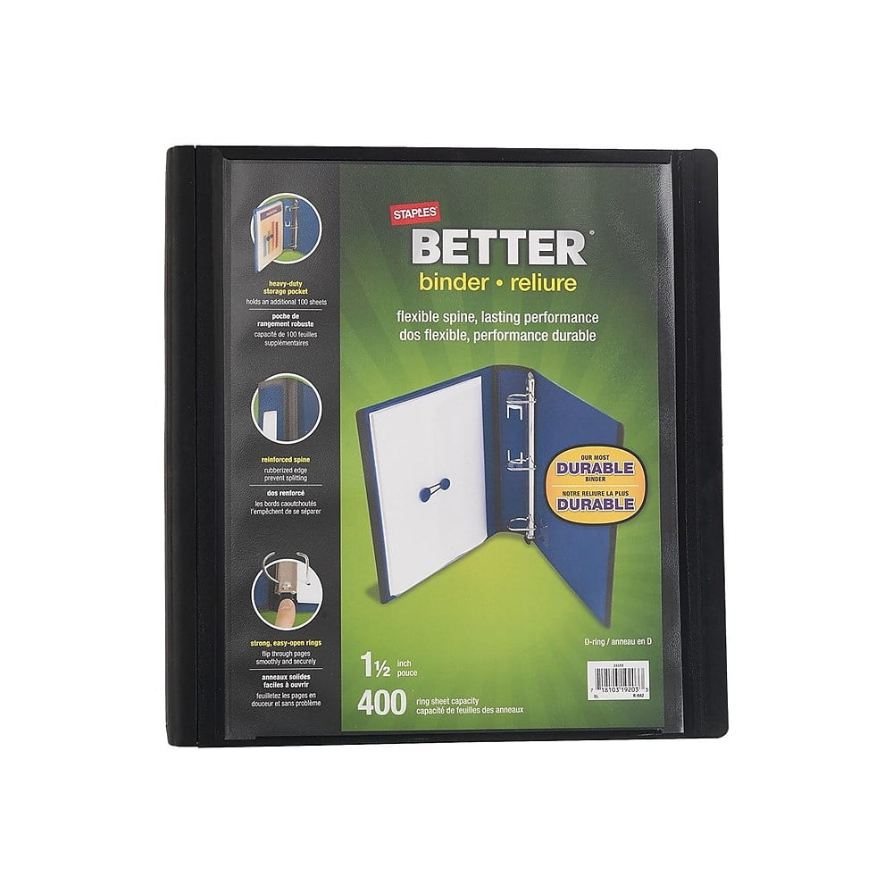Staples 1.5" 3Ring Better Binder Black (13394) 648821