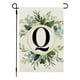 thumbnail image 1 of Bandera de jardín con monograma personalizado y diseño de planta verde: bandera decorativa de lino de doble cara para exteriores, ideal para patios, porches o balcones. Bandera colgante resiste, 1 of 1