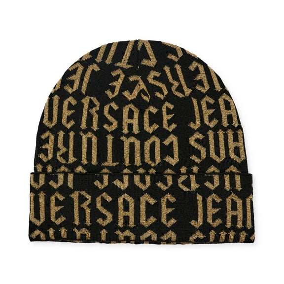 Versace Jeans Couture Black/Gold Classic Knitted Goth Signature Beanie for Mens