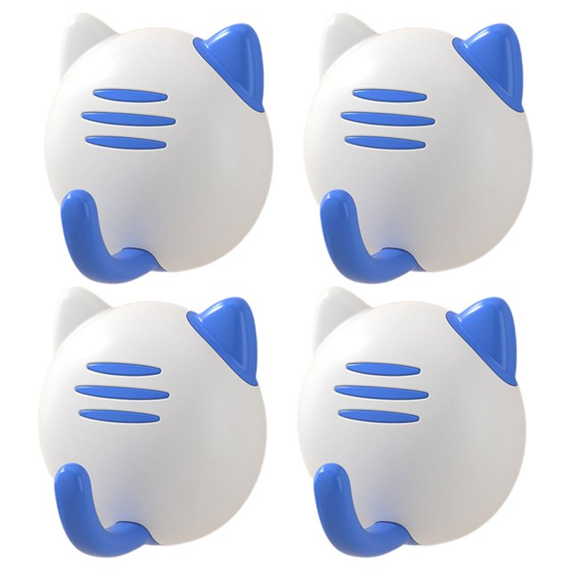 4 ganchos de pared para toallas de baño, multiusos, para colgar en la pared. Azul
