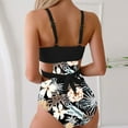 thumbnail image 5 of EWASWON Tropical Print Monokini Swimsuit for Women, Cross-Back Adjustable Straps, Removable Pads and UPF Protection,Black,Size L, 5 of 8