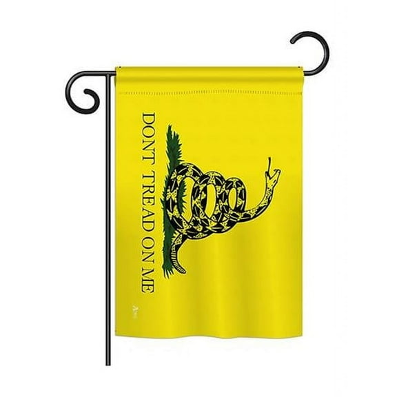 BD-HS-GS-108401-IP-BO-D-US18-BD 13 x 18.5 in. Gadsden Burlap Americana Historic Impressions Decorative Vertical Double Sided Garden Flag Set with Banner Pole