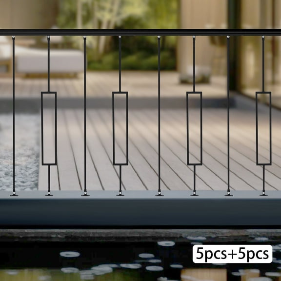 10 Pcs Black Iron Balusters Decorative Metal Staircases Balusters 44in Length