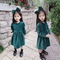 thumbnail image 3 of Esaierr Toddler Girls Velvet Dress Ruffle Trim Long Sleeve Princess Dress Christmas Party Spring Fall Casual Clothes Velvet Dress for Kids Baby 3-10T, 3 of 9