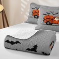 thumbnail image 4 of Feelyou Cute Ghost Truck Quilt Full, Spooky Pumpkin Bat Full Bedspread Sets, Gray, 3 Pieces, 1 Comforter and 2 Pillowcases, 4 of 7