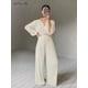 thumbnail image 2 of Mnealways18, pantalones de pierna ancha plisados Beige, pantalones de mujer, moda 2023, pantalones holgados informales, pantalones largos elegantes de oficina para mujer Tan Jianjun unisex, 2 of 2