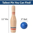 thumbnail image 2 of Premium Wooden Lawn Bowling Skittles Set with 11" Pins and Carrying Mesh Bag - Includes 10 Heavy Solid Wooden Pins and 2 Balls for Indoor and Outdoor Use, 2 of 7