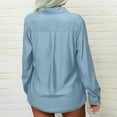 thumbnail image 4 of Lenpel Button down Shirts for Women Long Sleeve Collared Curved Hem Business Casual Tops Dressy Work Blouses with Pockets(Light Blue,X-Large), 4 of 6
