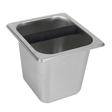 

Stainless Steel Espresso Knocking Box with Rubber Bar Professional Fine Workmanship Heavy Duty for Coffee Machine Built in Container Accessory Size L