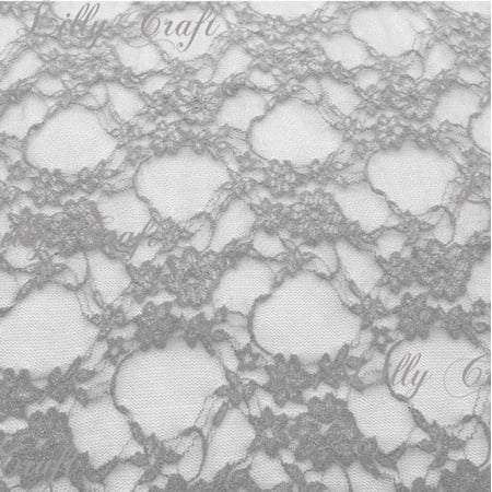 Silver Giselle STRETCH Lace 58 Inch Fabric 5 Yard Bold