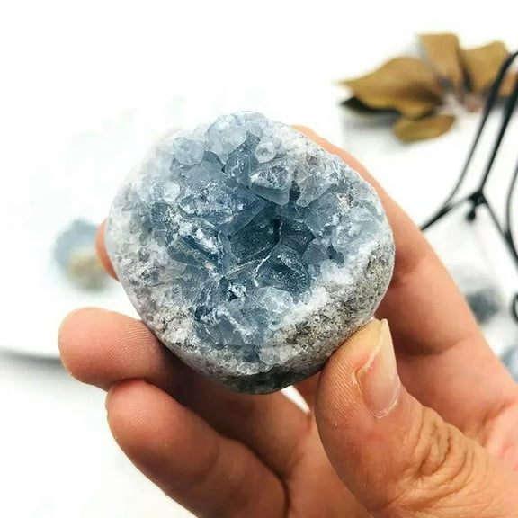 GKNET 10Pcs Natural Celestite Quartz Crystal Druzy Geode Cluster Ore Minerals 50-70g-default