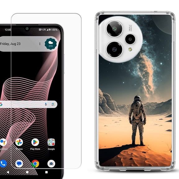 Phone Case for ATT Verge 2 5G, with Screen Protector, by OneToughShield - Astronaut Milkyway