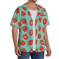 thumbnail image 2 of KLL Hand Drawn Strawberry Print Men's Shirt Short Sleeve Button Down Summer Cuba Beach Shirts- 3X-Large, 2 of 5