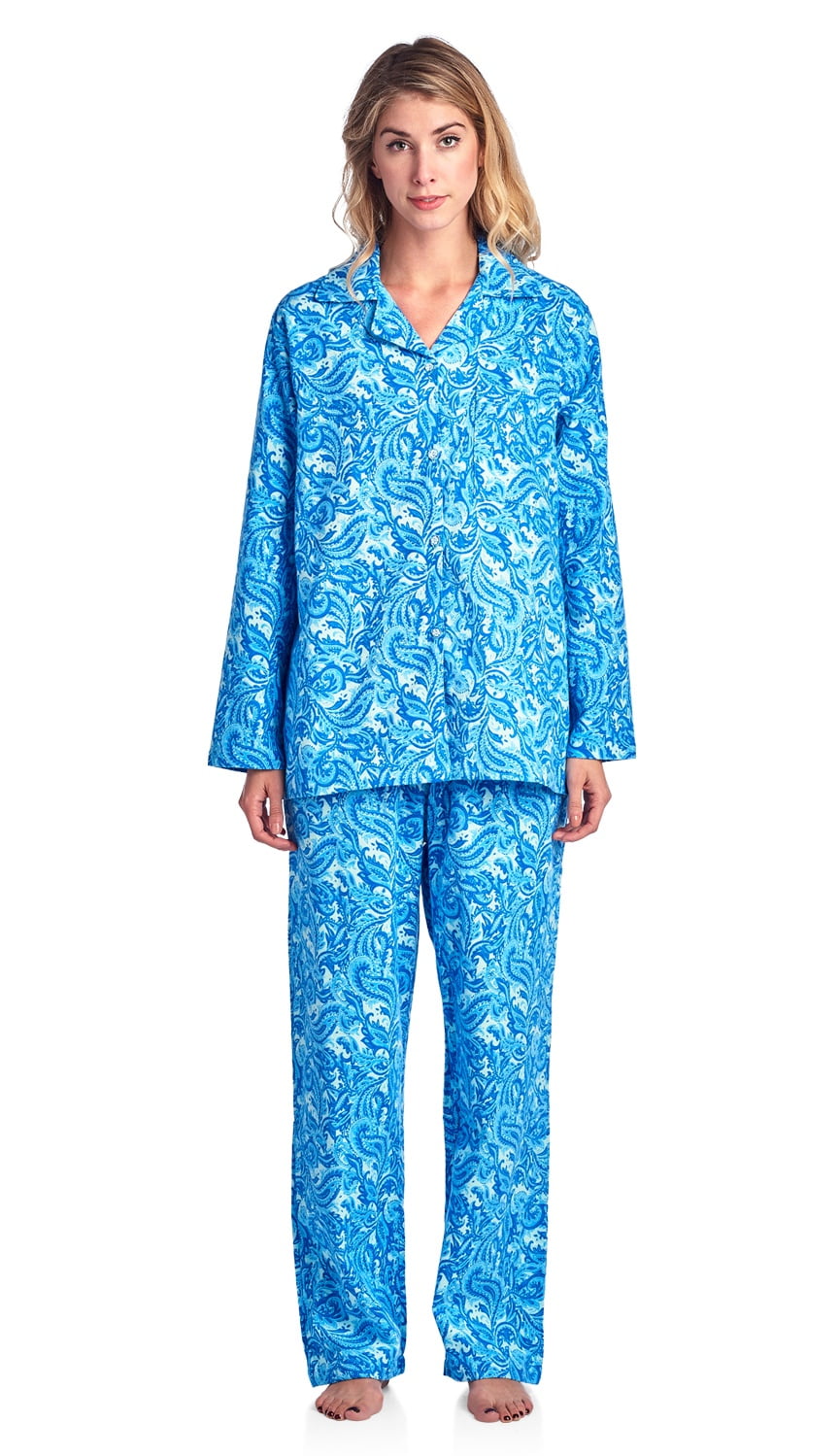 Casual Nights Women's Flannel Long Sleeve Button Down Pajama Set
