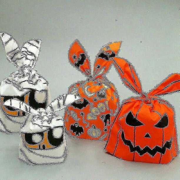 50pcs New Halloween Ear Party Candy Biscuit Sweet Treat Cookie Gift Bags Zombie XITI