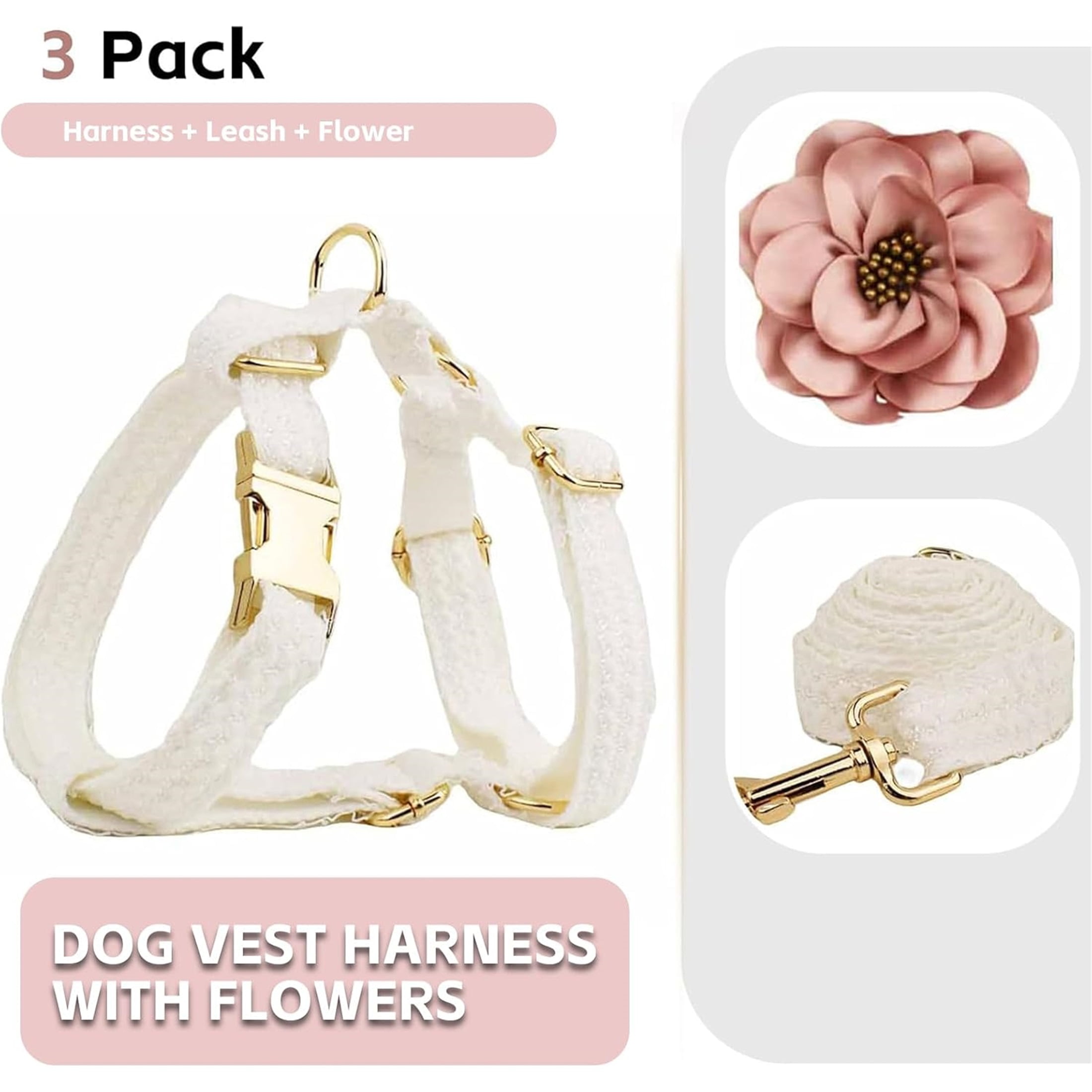 UOSIA Soft Lace Dog Harness and Leash Set,Adjustable Dog Wedding Harness Vest