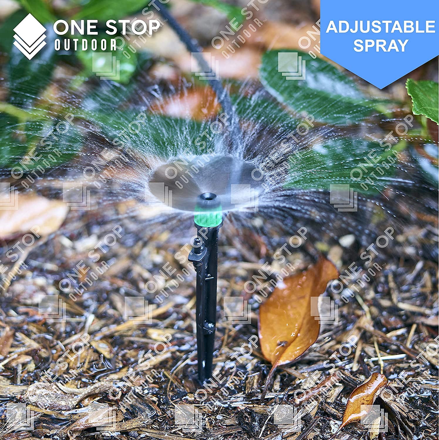 (100-PACK) - 1/4" Inch 360 Degree Drip Emitter On 6" Stake Sprayer Adjustable Flow 0-20 GPH, Fits 1/4 (4-6mm) Irrigation Tubing - Micro Bubbler Drippers for Drip Irrigation