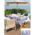 thumbnail image 5 of Outdoor Tablecloths with Umbrella Hole & Zipper, Blue Purple Leaves Tablecloth Rectangle 60x84 Inch, Summer Botanical Eucalyptus Leaves Waterproof Table Cloth, Patio/Pool/Picnic Table Covers, 5 of 8