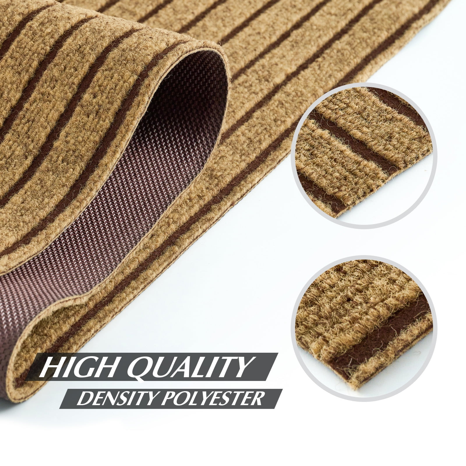 Morefany Runner Rug Non-Slip Waterproof Washable Indoor Outdoor Hallway Carpet 3ft x 8ft Brown Striped