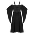 thumbnail image 3 of YONGHS Halloween Gothic Dress for Girls Lolita Princess Lace Up Cold Shoulder Dress Medieval Cosplay Costume Black 8, 3 of 7