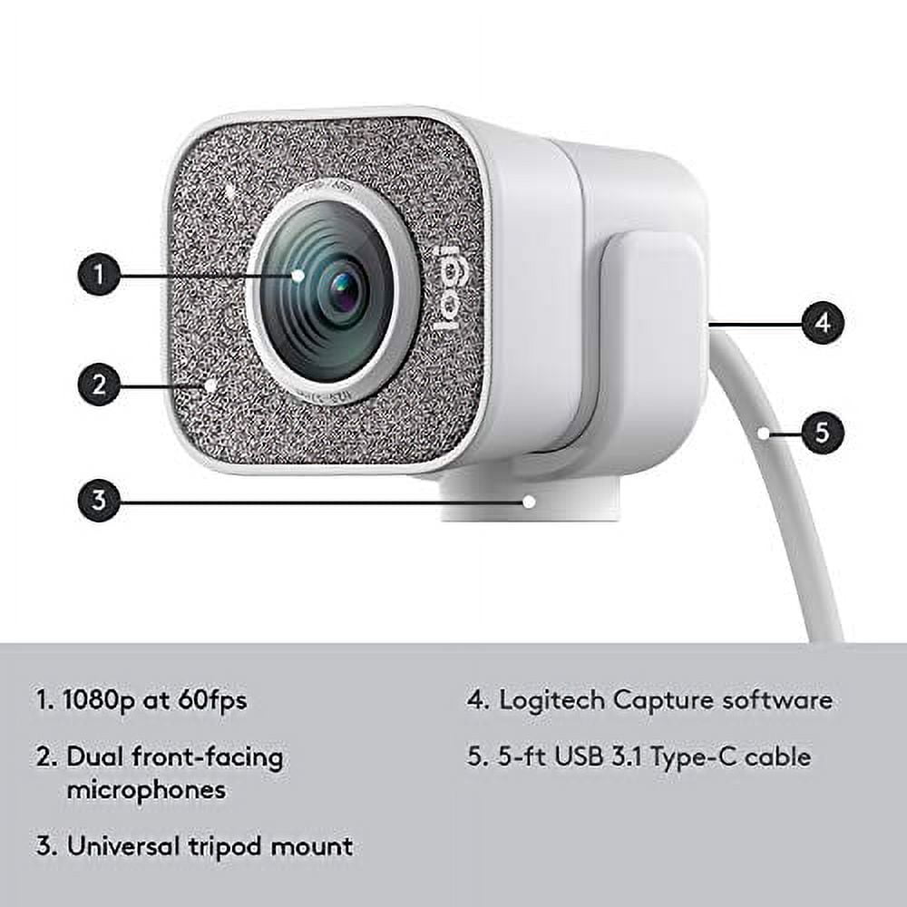 Logitech StreamCam 1080P HD Web Cam with Built-In Microphone, White