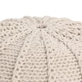 thumbnail image 3 of Puf redondo Ottoman Benzara de punto, algodón, 51 cm, color beige, 3 of 5