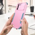 thumbnail image 6 of SaniMore for Samsung Galaxy S21 FE (6.4" 2021) Case, [Sliding Camera Window] Wireless Charging Shockproof Drop Resistant Hybird PC TPU Anti-slip Heavy Duty Protective Shell, Pink+Green, 6 of 7