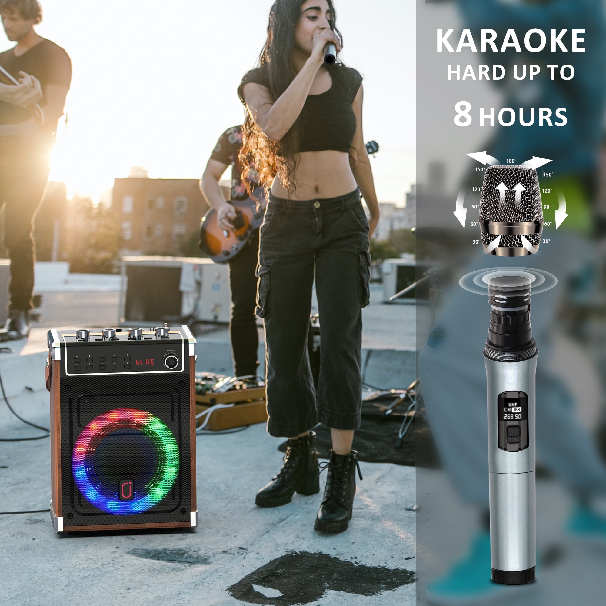 JYX Machine de Karaoké avec 2 Microphones sans Fil, Professionnel